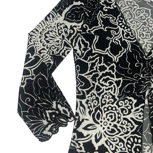 Perfect 90s Sz M Going Out Midriff 3/4 Sleeve Top Blouse Floral Y2K B5 - Picture 4 of 10